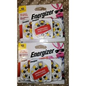 NEW Energizer Size 10 Yellow Tab Hearing Aid Batteries Exp 2027 2 - 24 Packs 48